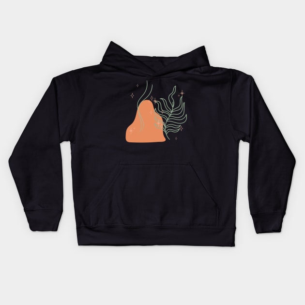 Abstract shapes stars and leaves digital design illustration Kids Hoodie by My Black Dreams